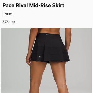Lululemon Pace Rival Skirt Black Size 8